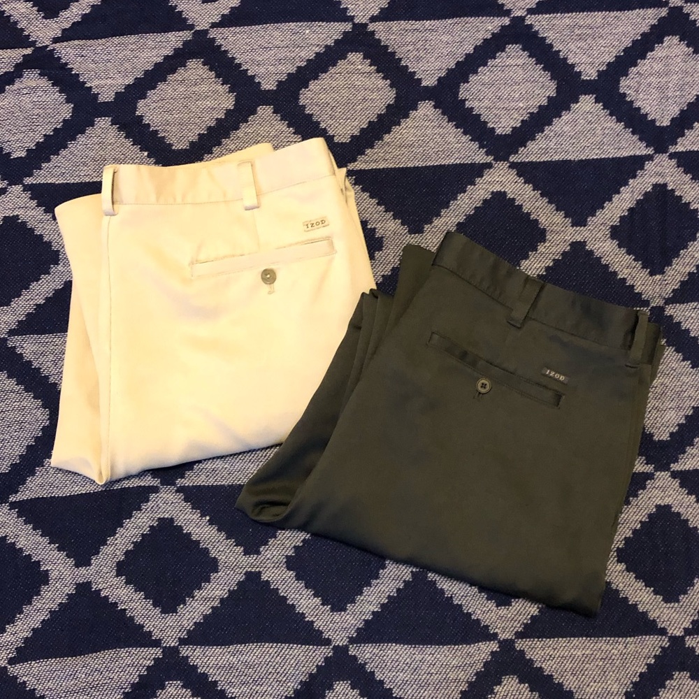38 x 34 Izod Golf Pants 2 Pair! Khaki and Gray